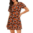 thumbnail image 1 of Fotbe Owls And Boo Bata de Dormir para Mujer con Estampado, Camisón de Algodón de Manga Corta, Ropa de Dormir Casual, 1 of 6