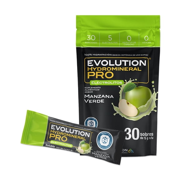 Evolution Hydromineral Pro sabor manzana verde bolsa 150gr ( c/30 sobres 5g)