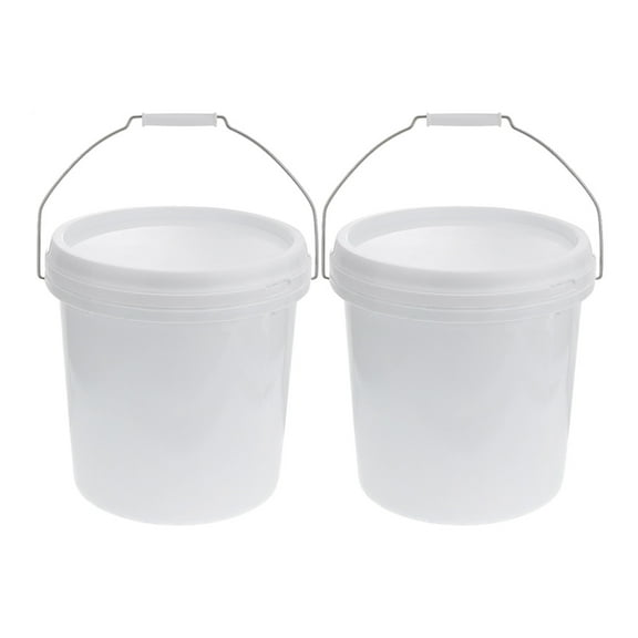 KALLORY Sealable Buckets with Lid, White Plastic, for Storage, and Easy to Clean 2Pcs