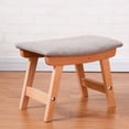 thumbnail image 4 of Reposapiés de madera con cojín de esponja, taburete para decoración del hogar, blanco y azul, 4 of 14