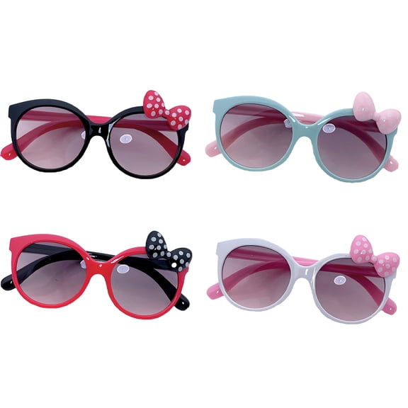 GJX 2026 New 4Pcs Baby Sunglasses,Must-Have for Cute Kids’ Styling Toddler Sunglasses Age 2-4,Bowknot Little Princess Shape Infant Sunglasses,Style1