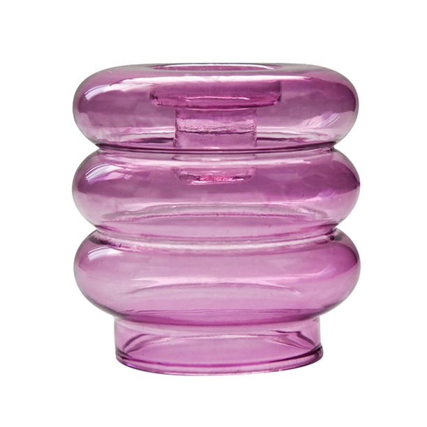 Jarrón de flores de vidrio, soporte para velas, portavelas para velas de té, centro de mesa pequeño Púrpura