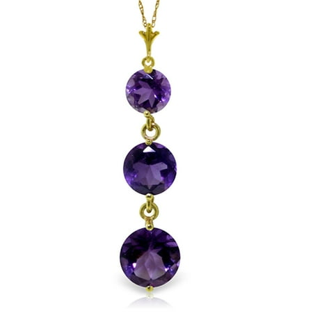 - ALARRI 3.6 Carat 14K Solid Gold Counting Kisses Amethyst Necklace with 22 Inch Chain Length.