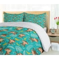 thumbnail image 4 of Ambesonne Cartoon Duvet Cover Sets, Monkey and Banana, 2-Queen, Turquoise and Chocolate, 4 of 6