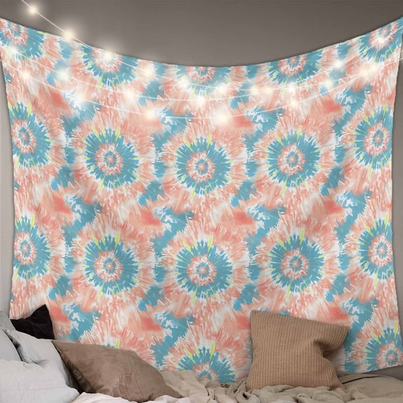 Teal Orange Small Tapestry for Bedroom Wall Hanging Tapestry,Modern Tie Dyeing Contemporary Abstract Art Ceiling Backdrop Tapestries Poster Blanket Wall Decor for Teens Room Living Room 23" x 28"