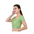 thumbnail image 3 of Sonakshi Fashion Pista Green Women's Jacquard Readymade Partywear Indian Ethnic Saree Blouse Choli Top Short Sleeve, 3 of 5