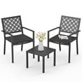 thumbnail image 6 of Dovov 3 Piece Outdoor Bistro Set, Outdoor Patio Furniture Sets w/ 2 Stacking Chairs and Side Table, Modern Patio Table and Chairs with Cushion, Black, 6 of 11