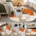 thumbnail image 5 of Burnt Orange Round Area Rug 3.3 FT, Non Slip Small Entryway Kitchen Mat, Modern Geometric Grey Oil Painting Abstract Washable Soft Circular Rug Non-Shedding Door Mat for Bathroom Playroom Kids Room, 5 of 9