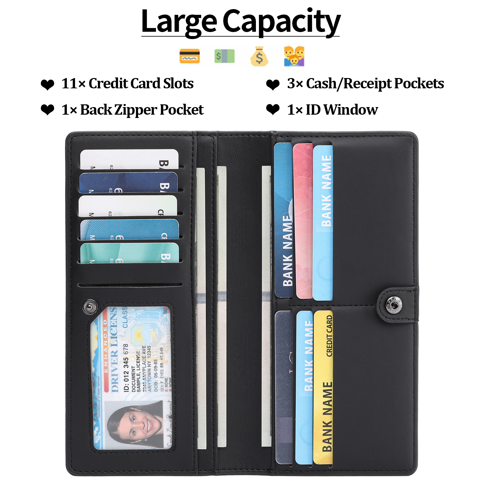 GAEKEAO Women's Slim Leather Bifold Wallet RFID Blocking photo 3