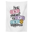 thumbnail image 3 of Ambesonne Emoji Tablecloth Rectangular Table Cover, Heal to Happiness Lettering, 60"x90", White Soft Pink Mustard, 3 of 4