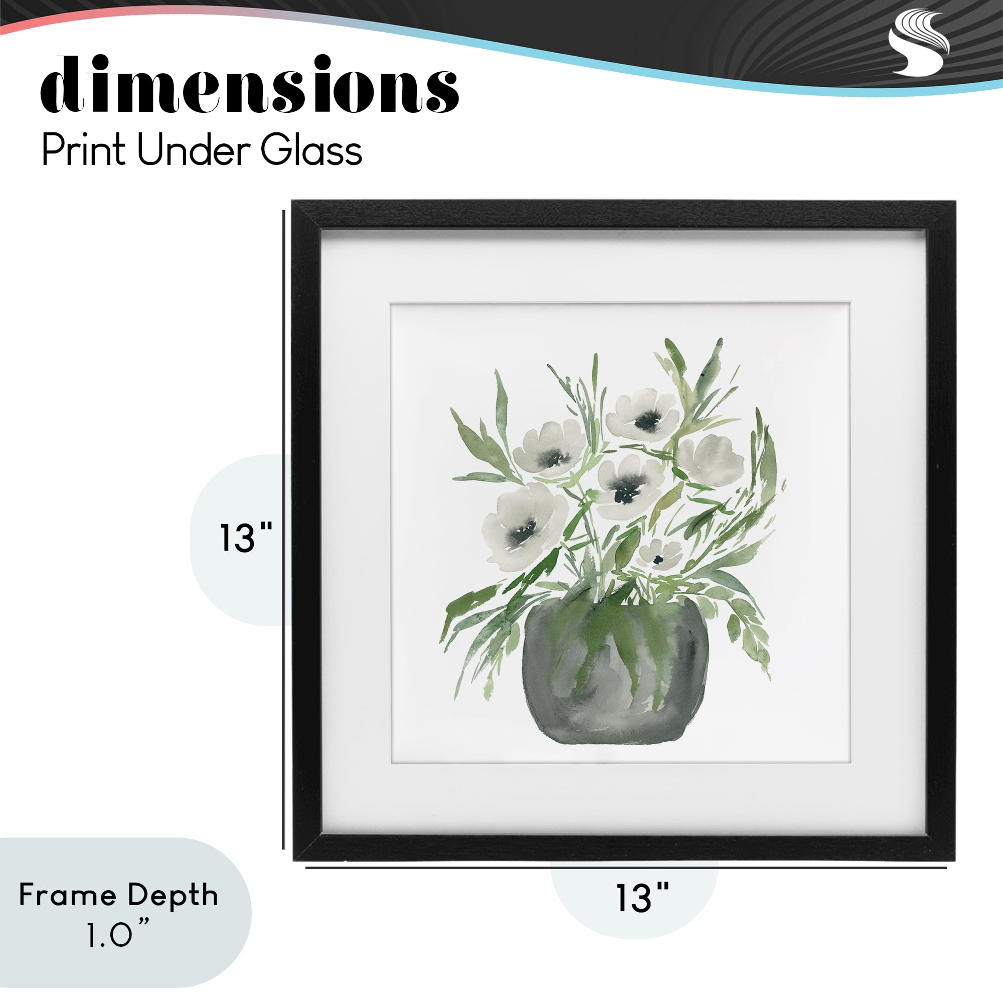 Stupell Industries Soft White Anemones Black Framed Print Under Glass, design by Lucille Price