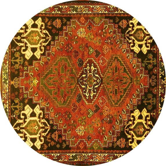 Ahgly Company Indoor Round Persian Yellow Traditional Area Rugs, 8' Round