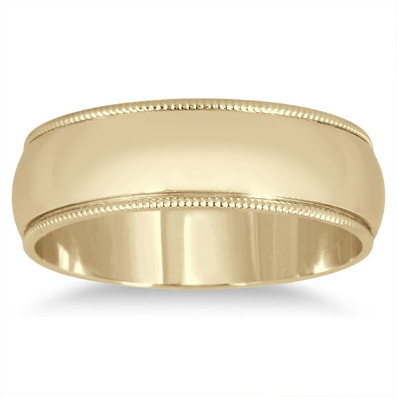 SZUL Women's 6mm Milgrain Edge Comfort Fit Wedding Band in 14K Yellow Gold