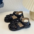 thumbnail image 2 of ZHOGXU Baby Girls Sandals With Adjustable Straps Bow Soft Sole Closed Toe On Lightweight Comfortable Shoes For Everyday Wear,Black,4.5-5 Years, 2 of 9
