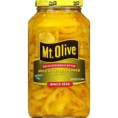 Mt. Olive Delicatessen Style Mild Banana Pepper Rings, 32 fl oz Jar