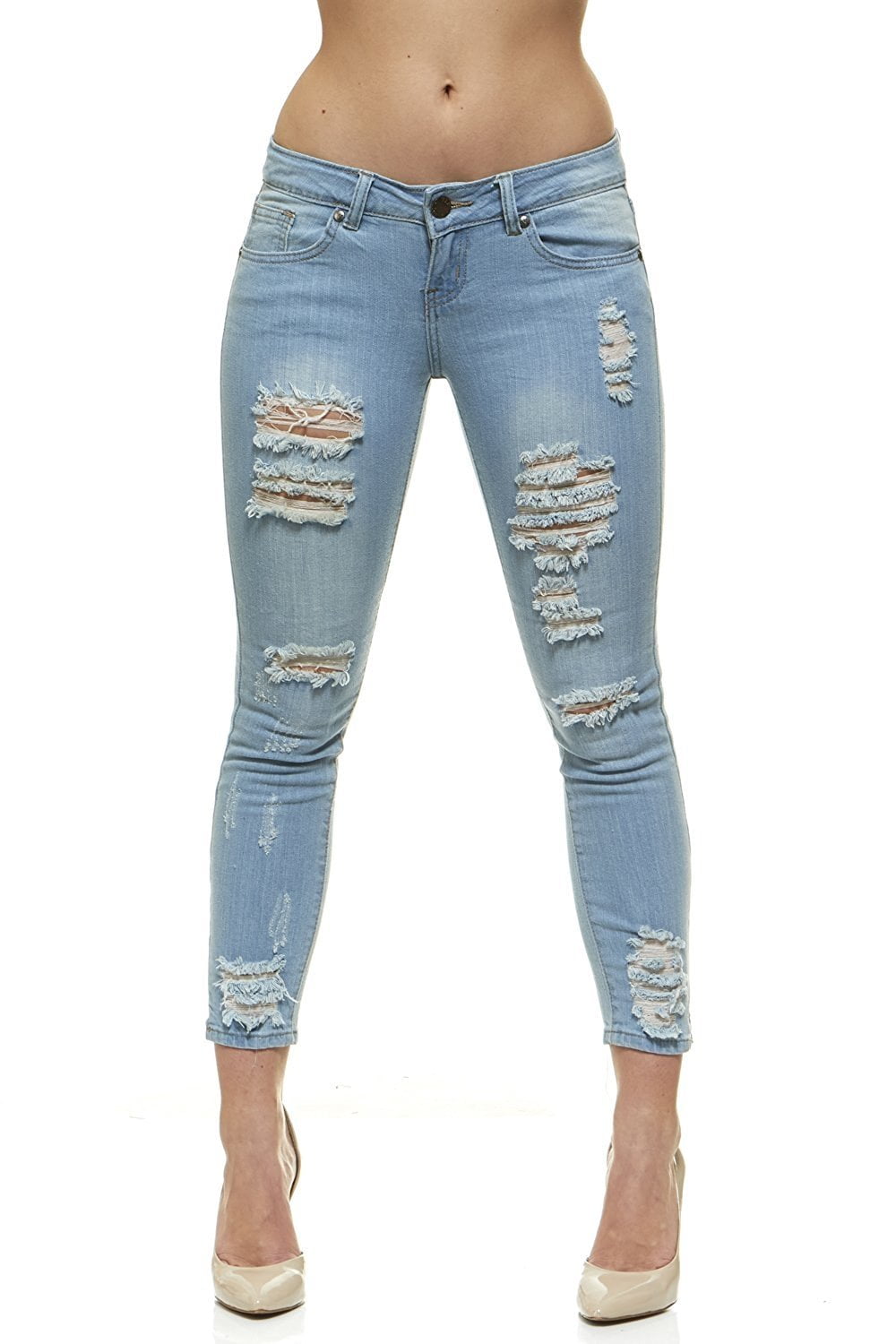 ripped ankle skinny jeans