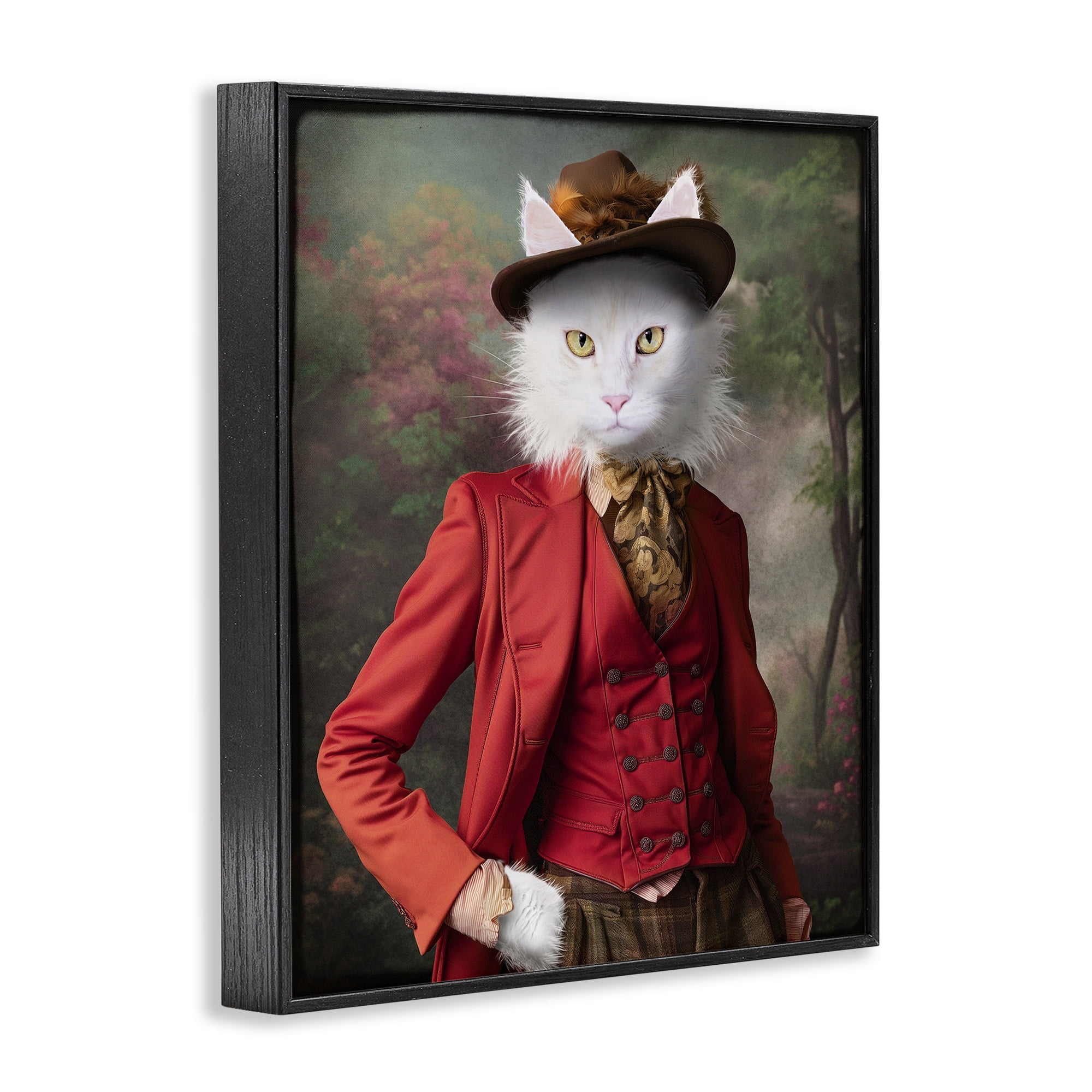 Stupell Industries Colonial Classic Cat Portrait Animals & Insects Painting Black Framed Art Print Wall Art, 16 x 20