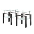 thumbnail image 3 of Tempered Glass End Table, Square Glass Side Table with Steel Pipe & Metal Legs, 2-Tier Modern Glass Nightstand for Living Room & Office(Clear Glass + Black Leg, Set of 2), 3 of 7