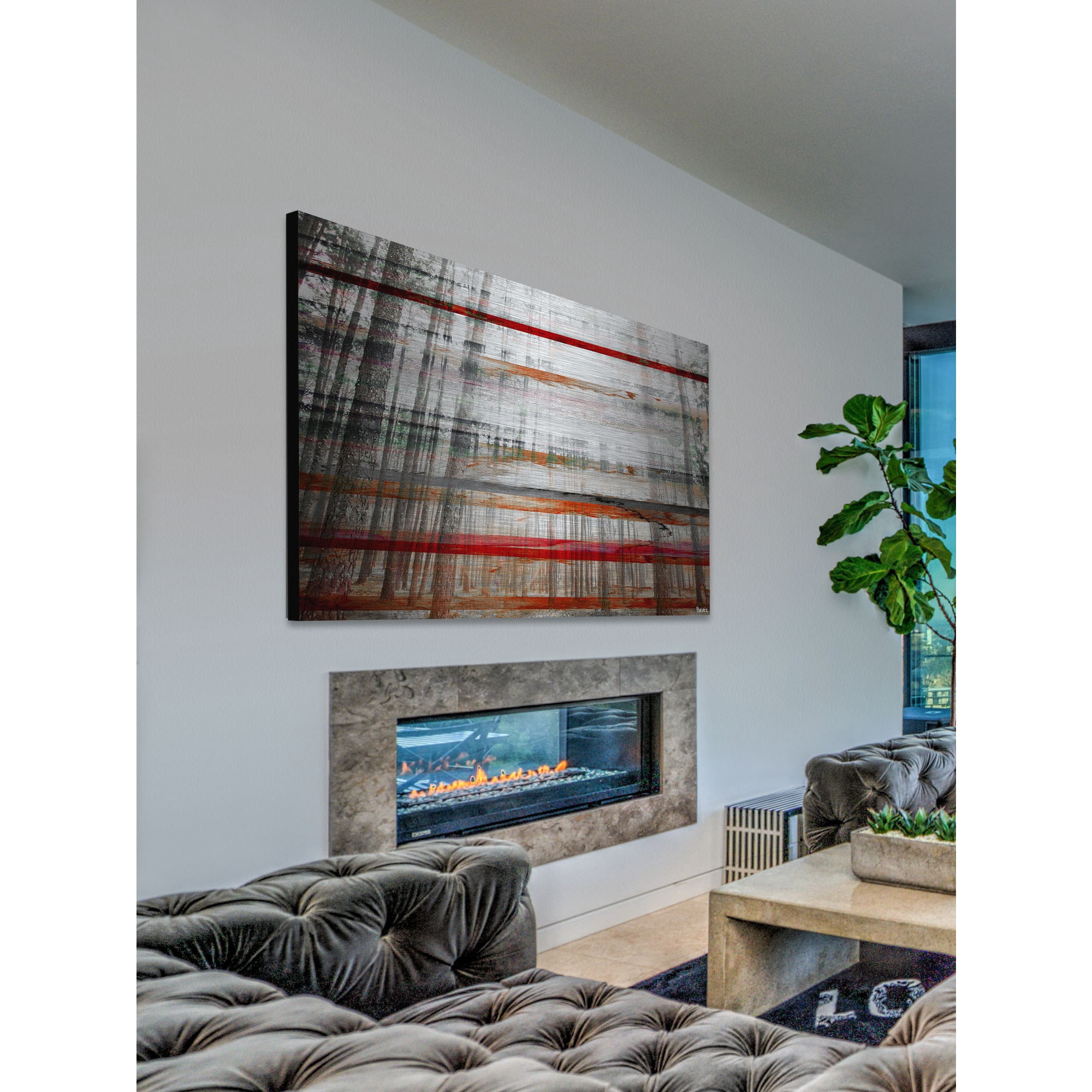 Parvez Taj Pt-Wnpw-137-Al-45 30" x 45" "Gray Trees" Art Print On Aluminum