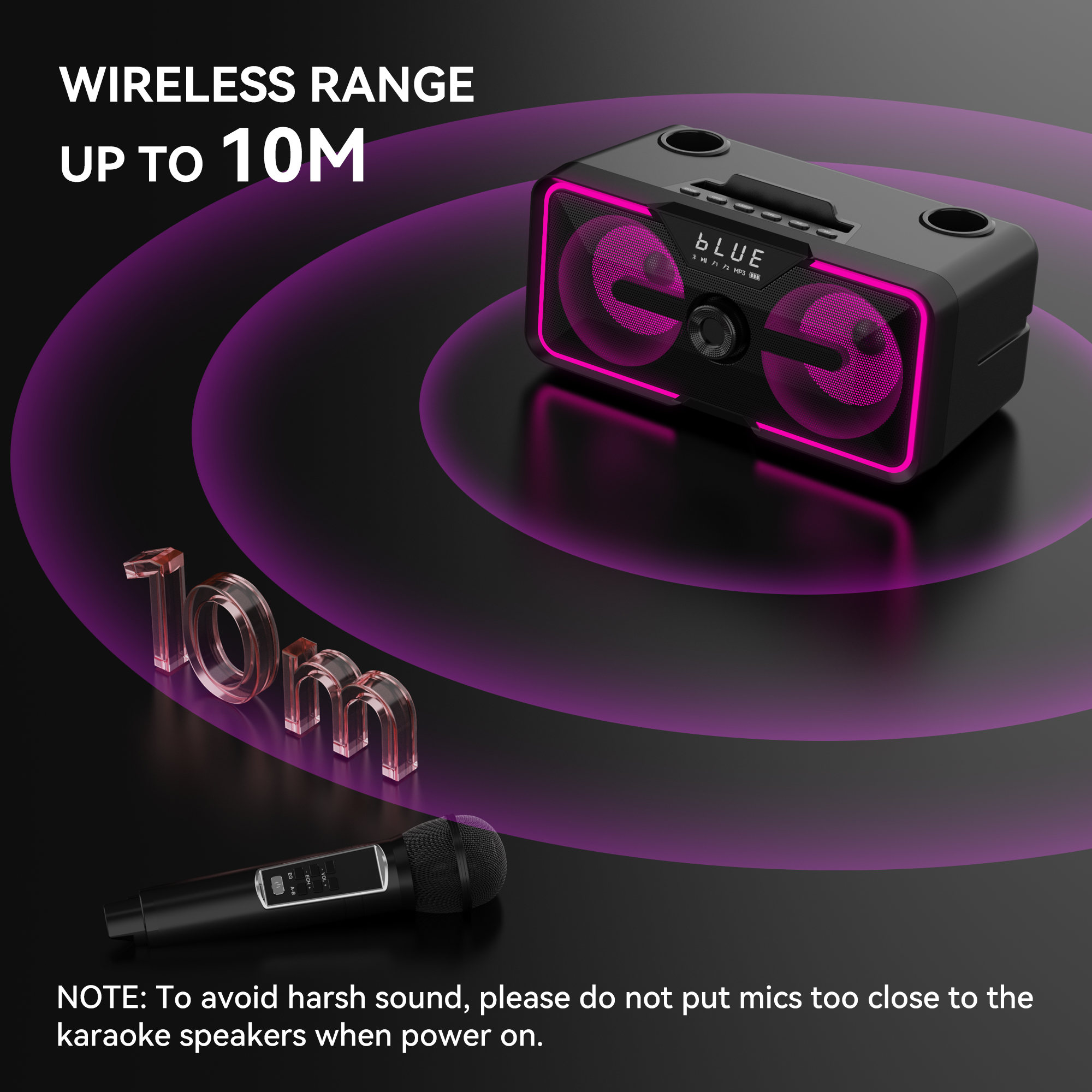 BIGASUO Karaoke Machine with 2 UHF Wireless Microphones photo 8