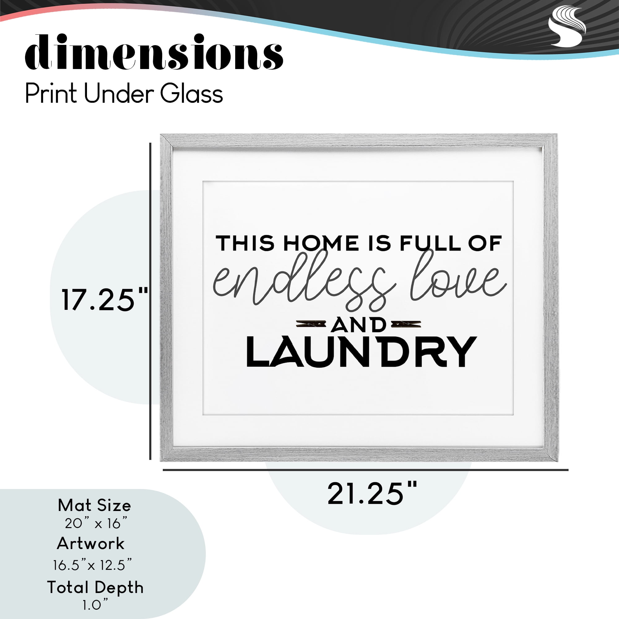 Endless Love & Laundry Minimal Gray Framed Print Under Glass, design by Kim Allen