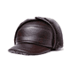 thumbnail image 1 of ZHAOCHENG Gorro de piel de vaca 100% auténtica para hombre, cálido para invierno, protección para exteriores, gorro de cuero genuino para invierno, forro cálido (marrón rojizo) L {55-56cm}, 1 of 5