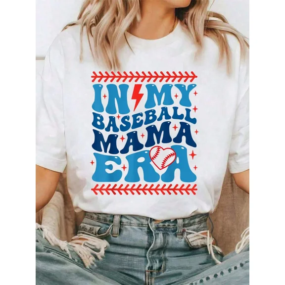 Women Outdoor Tshirt In My Baseball Mama Era Groovy Baseball Mom Family Matching T-Shirt