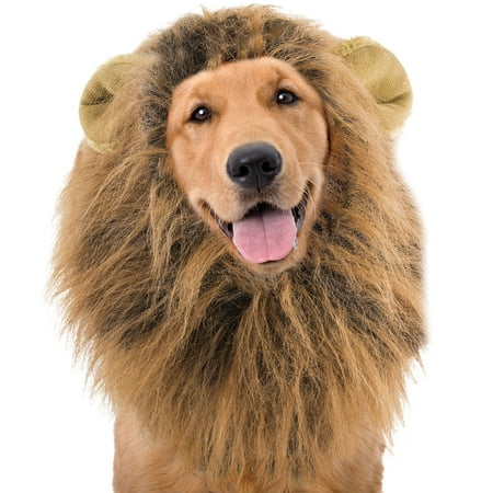 Lion Mane Wig For Dogs Halloween Costume - 100% Polyester Fits MD / LG