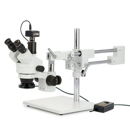 AmScope - 3.5X-180X Trinocular Stereo Microscope with 4-Zone 144-LED Ring Light and 10MP Camera - SM-4TZZ-144A-10M