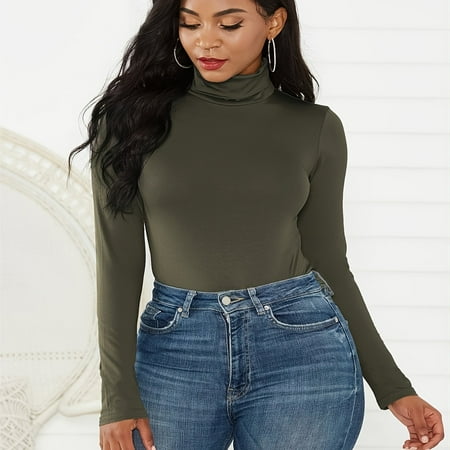

Bodysuit For Women Mock Turtleneck Long Sleeve White Sexy Bodysuits Lingerie Women Stretchy Leotard Jumpsuit