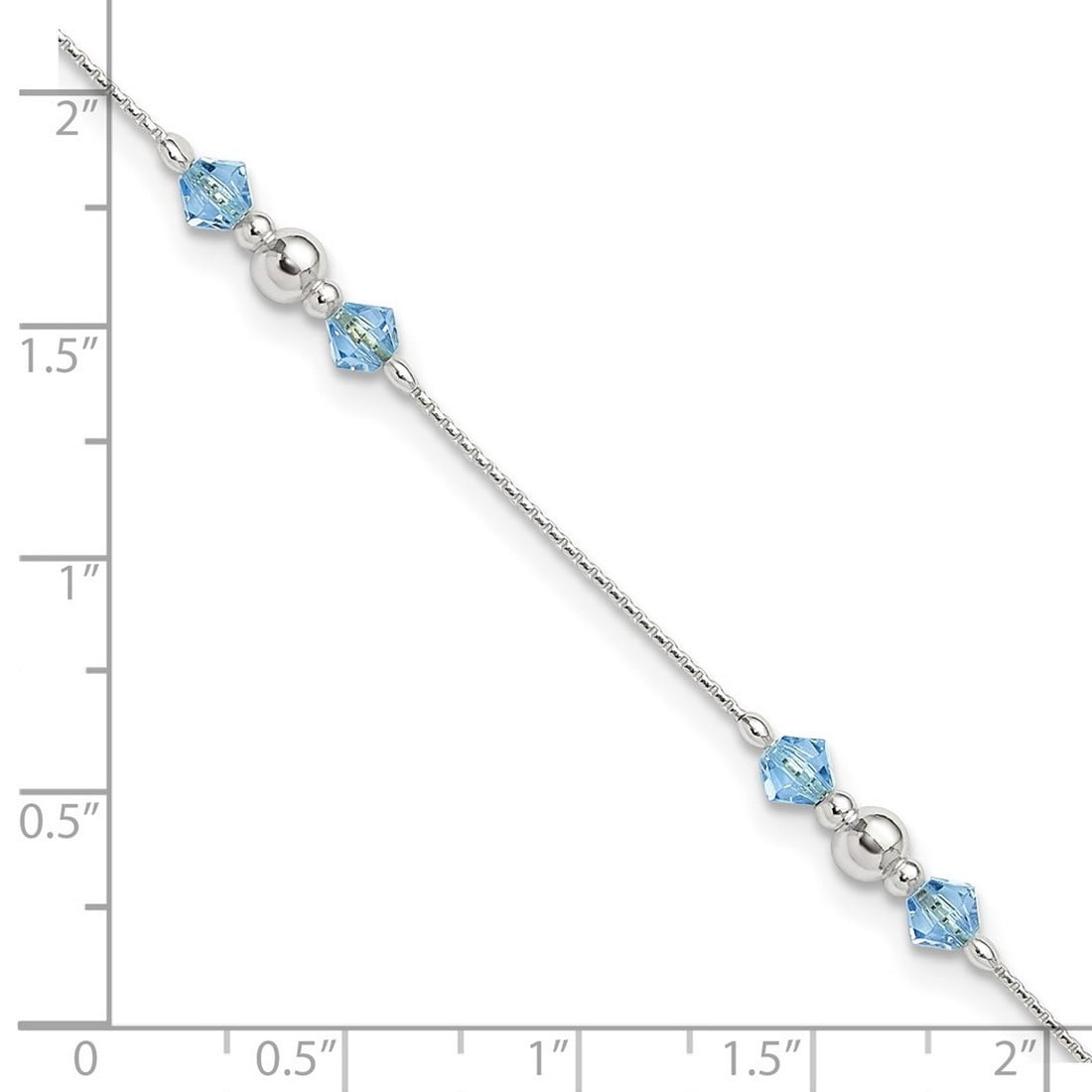 5mm 925 Sterling Silver Polished Cubic Zirconia and Bead Plus 1in Extension Anklet 10 Inch Anklet for Women
