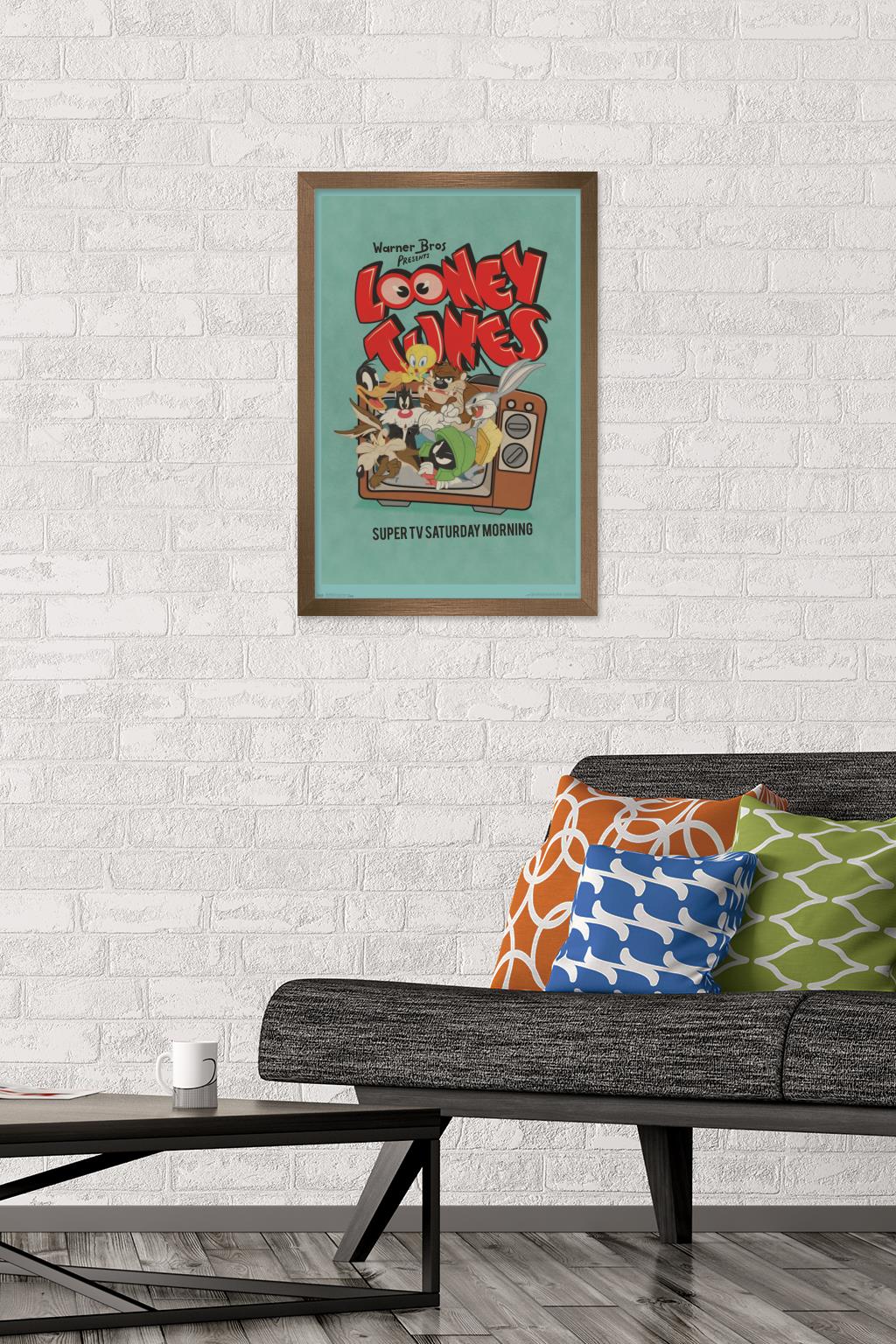 Looney Tunes - Group - Super TV Saturday Morning Wall Poster, 14.725" x 22.375", Framed