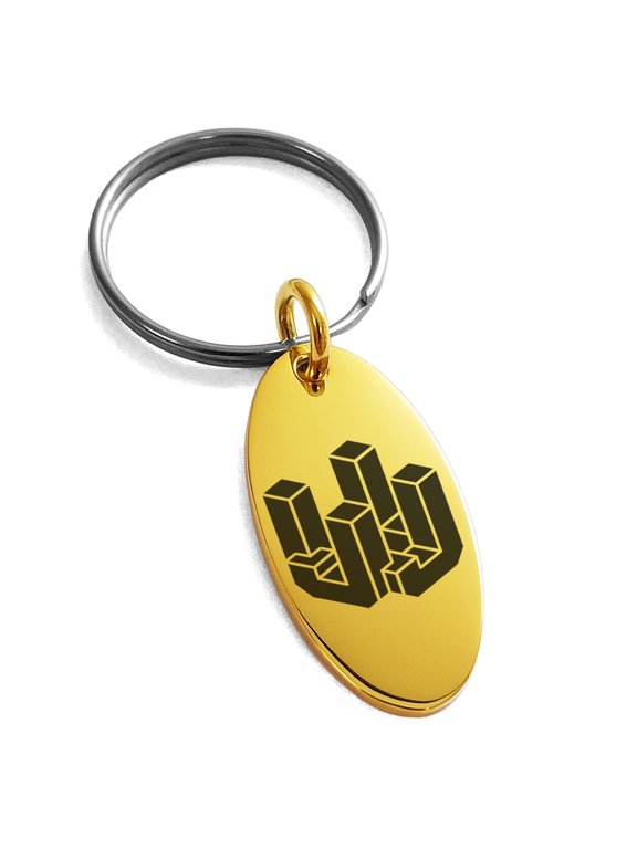 Stainless Steel Letter J Initial 3D Cube Box Monogram Engraved Small Oval Charm Keychain Keyring