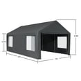 thumbnail image 4 of 10'x 20' Heavy Duty Carport with Roll-up Ventilated Windows, Portable Garage with Removable Sidewalls & Doors for Car, Truck, Boat, Car Canopy with All-Season Tarp, Grey, 4 of 7