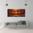thumbnail image 4 of Fire Phoenix Wall Art Prints Volcanic Burning Phoenix Birds Canvas Picture Posters Prints Artwork 3 Piece Home Office Living Room Bedroom Decor Framed Ready to Hang - 36" W x 16" H, 4 of 6