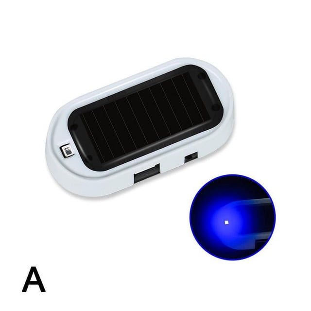 Solar Power Dummy Car Alarm LED Light Simulate Warning Anti Theft Blinking Flashing LED Lamp Red/Blue