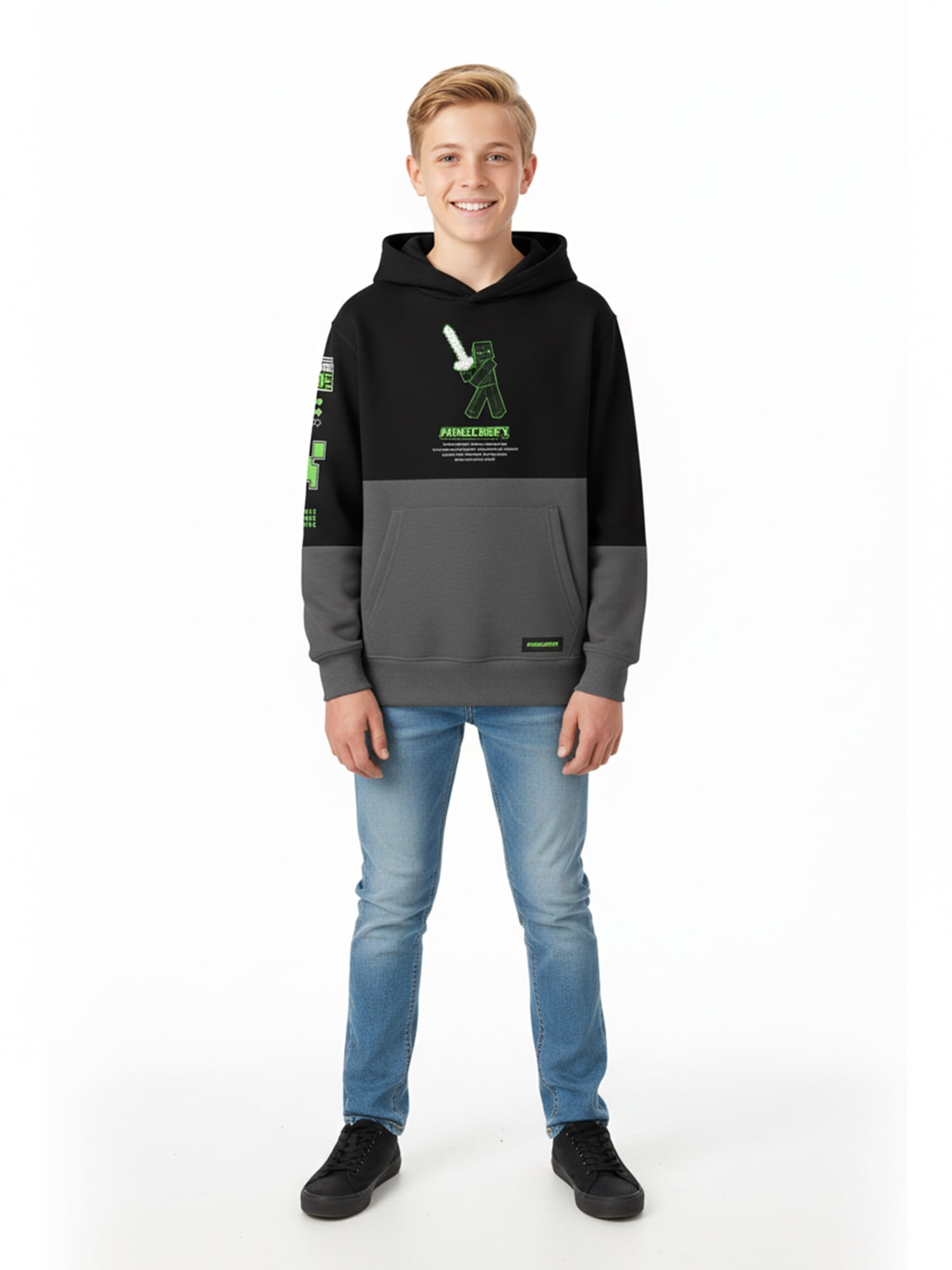 Minecraft Boy’s Colorblock Fleece Graphic Hoodie, Sizes 4-18