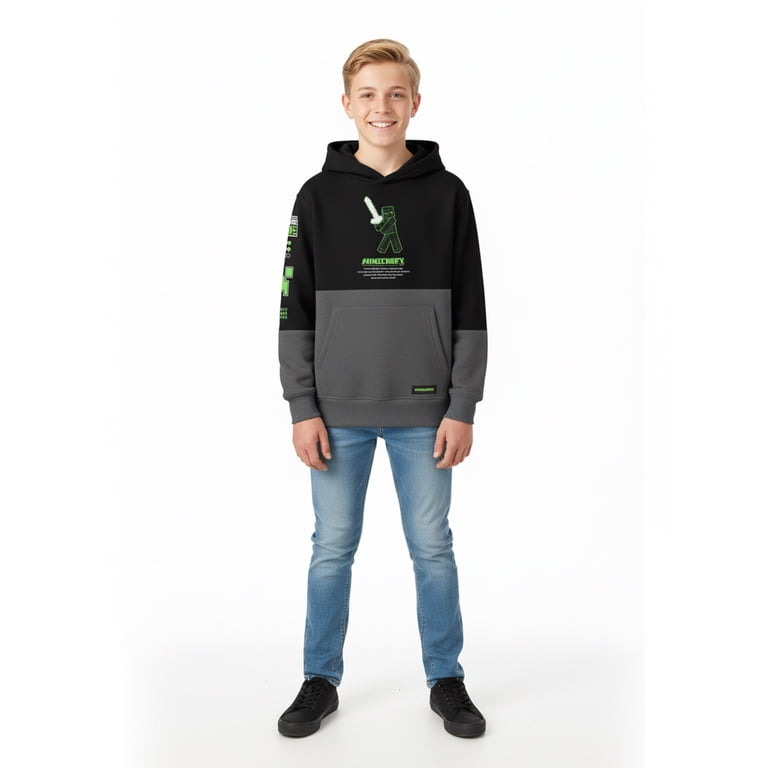 Minecraft Boy's Colorblock Fleece Graphic Hoodie photo 3