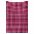 thumbnail image 2 of Checkered Tablecloth, Retro British Irish Cultural Pattern of Tartan Abstract Celtic Design, Rectangle Satin Table Cover for Dining Room and Kitchen, 52" X 70", Purple Lavender Orange, by Ambesonne, 2 of 2