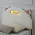 thumbnail image 4 of Jojoka Twin Size Bed Frame with LED Lights, Velvet Upholstered Platform with Cute Panda Headboard & Wooden Slats Support, Noise-Free, No Box Spring Needed, Easy Assembly, For Boys and Girls, Beige, 4 of 6