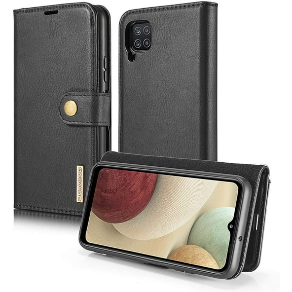 GoldCherry Case Compatible with for Samsung Galaxy A12,Wallet Casewith Card Holder,Magnetic PU Leather Shockproof Flip Cover Credit Card Holder Protective Case for Samsung Galaxy A12 6.5 Inch (Black)