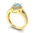thumbnail image 2 of 1.49 ct Heart Cut Simulated Blue Diamond Halo Engagement Ring for Women in 18K Yellow Gold, 2 of 5