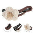 thumbnail image 2 of Unique Bargains 1 Pc Fashion Wool Floral Duckbill Hair Clips for Home Dark Coffee Color Beige, 2 of 5