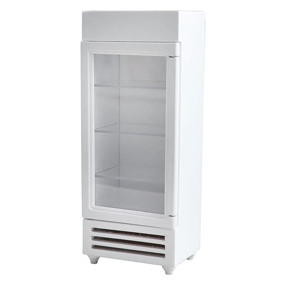 Modelo de refrigerador de madera a escala 1:12, decoración para casa de muñecas, refrigerador en miniatura para la sala de estar Q blanco