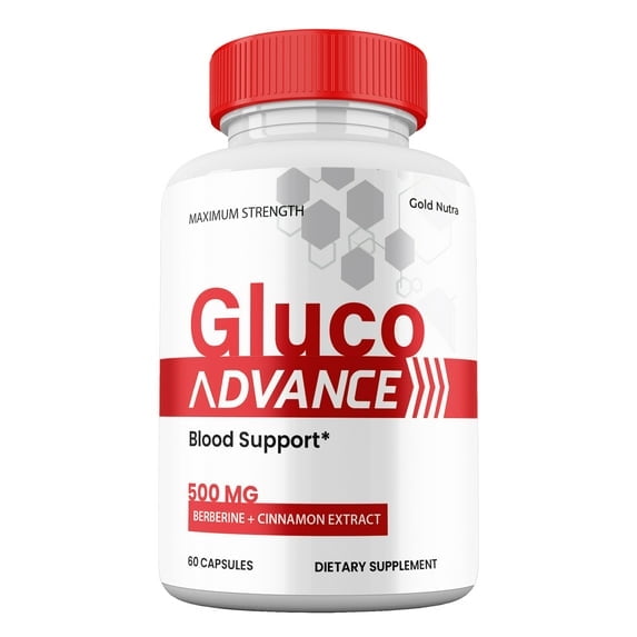 Gluco Advance Capsules, Gluco Advanced Pills Blood Support Supplement Maximum Strength, All Natural Glycogen Formula (1 Pack)