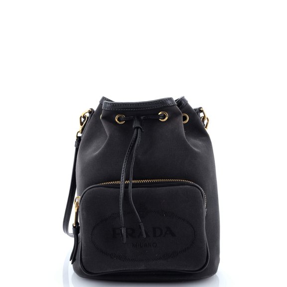 Pre-Owned Logo Drawstring Bucket Bag Canvas By Rebag