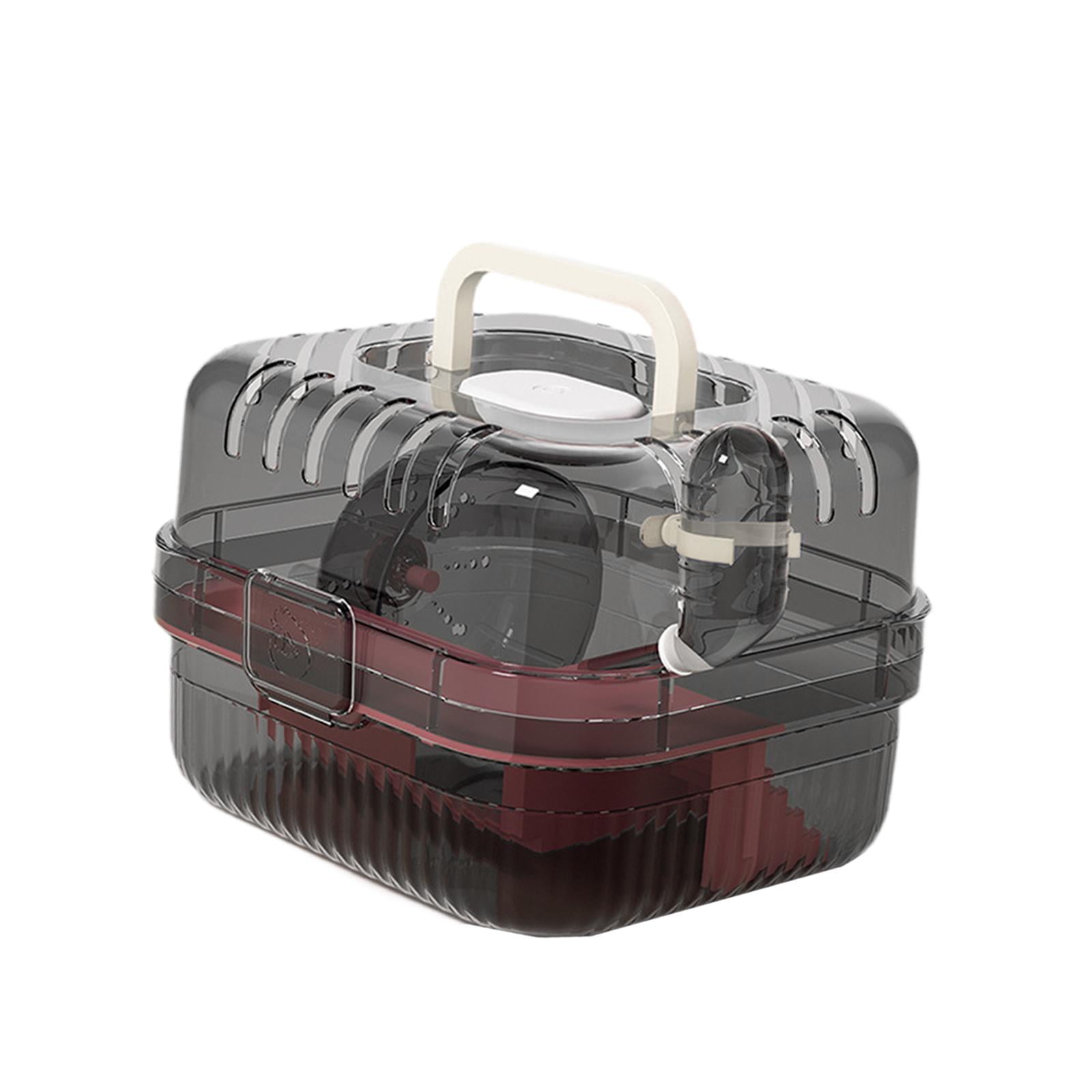 balikha Hamster Cage Transport Box with Light Handle in The Event of A Small Portable Cage for Pets with Water Bottle for Bunny Mouse Pink