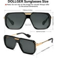 thumbnail image 4 of Lunettes de Soleil Aviateur Carrées pour Homme Tendance Mode Monture en Métal Doré Punk Rétro Cool, Multicolore, 4 of 5