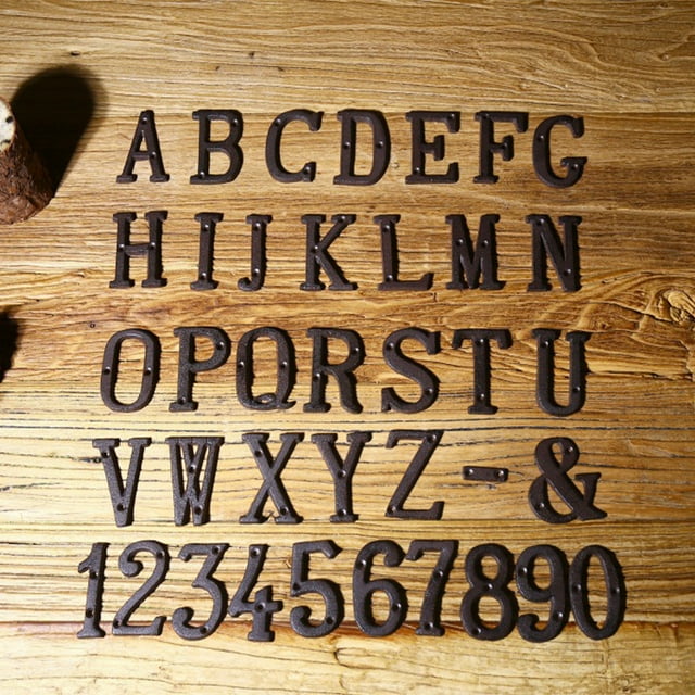 Ruiboury Metal Letters House Numbers Not Easy To Fade Easy To Install Metal House Number Plaque Iron Decoration Doorplate B17--B 1Set