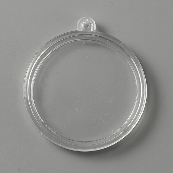 20pc Transparent Acrylic Big Pendants for Coin Collection Flat Round Clear 52.5x47x6.5mm Hole: 2mm